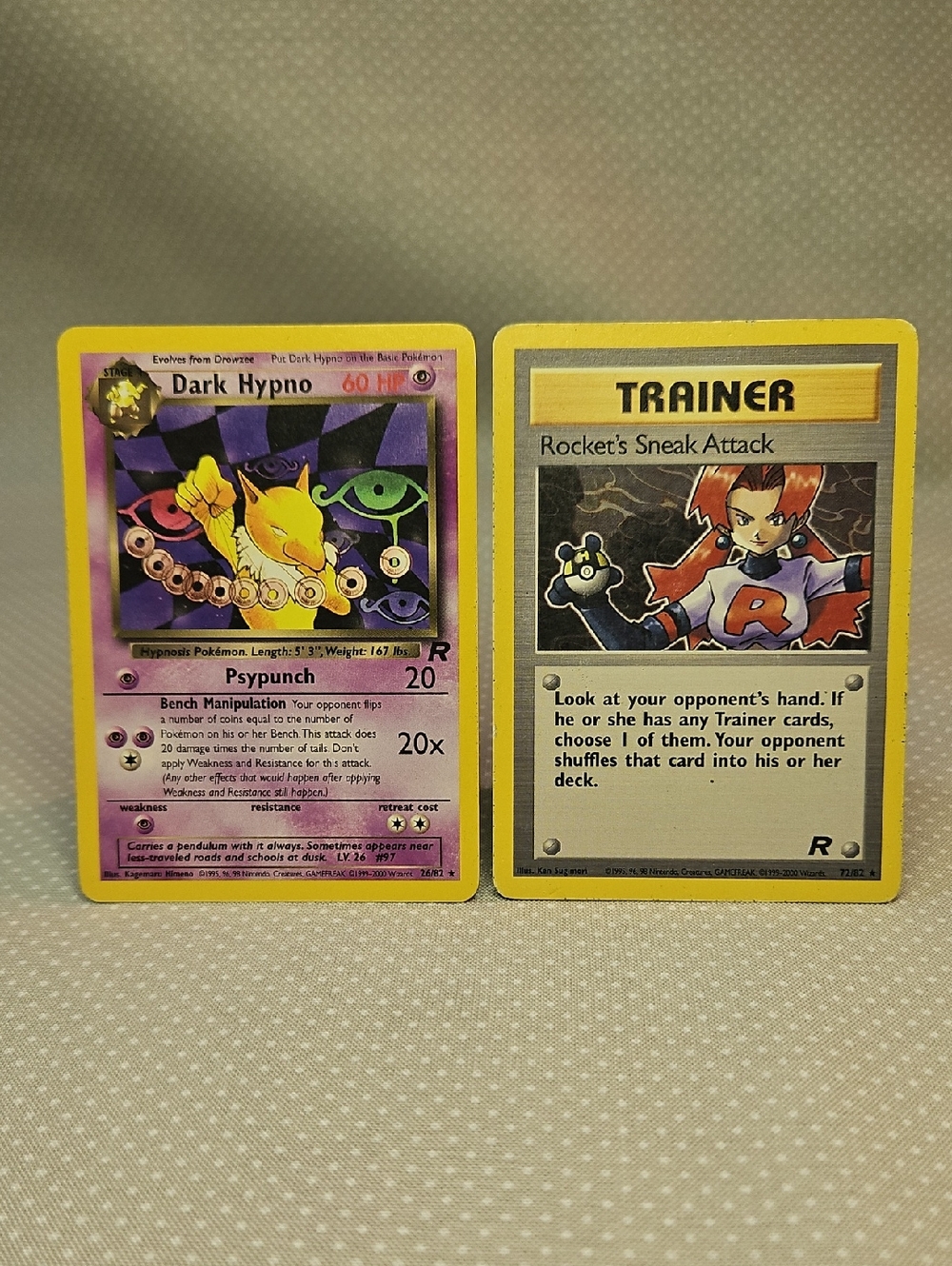 2000 Pokemon Team Rocket Dark Hypno 26/82 & Rocket's Sneak Attack 72/82
